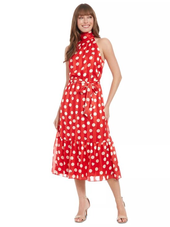 London Times Dresses & Skirts - Red Polka Dot Midi Dress 24W 3X Fit Flare Wedding Guest London Times